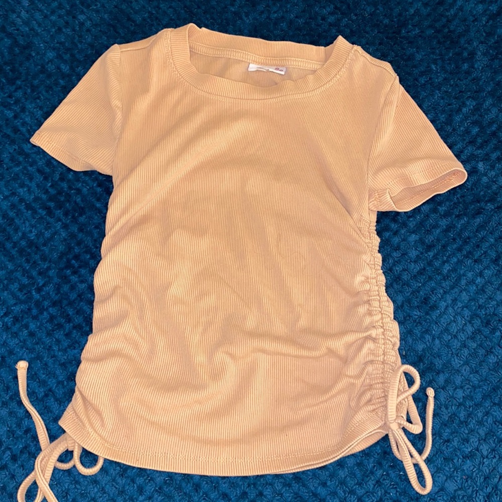tan scrunch shirt